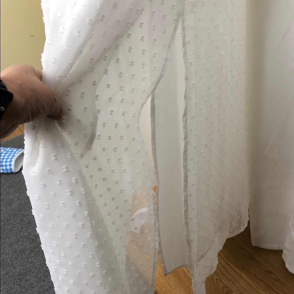 White Smocked Maxi Dress with Tie Straps Sz M (DJ4) - Picture 4 of 10